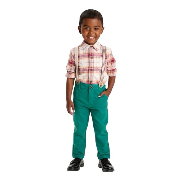 Cat & Jack Other - Long Sleeve Flannel Shirt and Suspender Pants Set Toddler Boys - Size: 4T - NWT